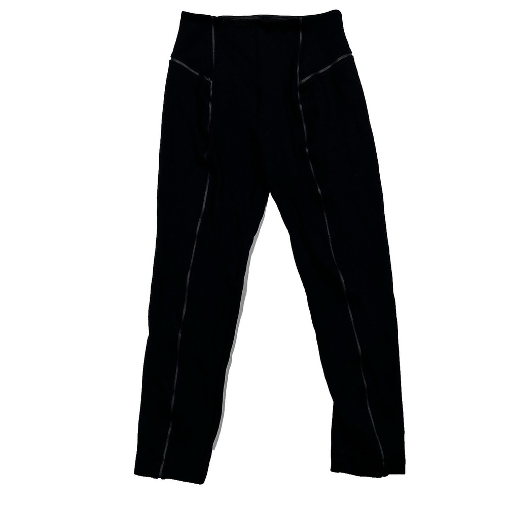 Lysse Women's Leggings Small Black Pants Leather Accents Compression Work Career